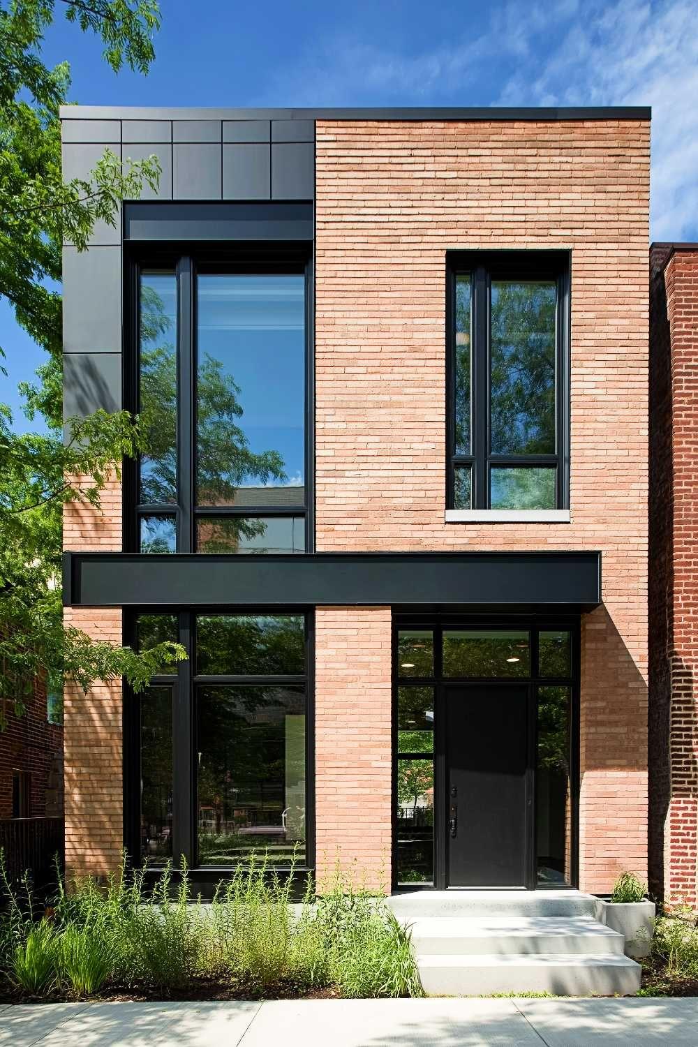 Modern townhouse with wood cladding
